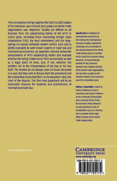 The American Law Institute Reporters' Studies on WTO Case Law