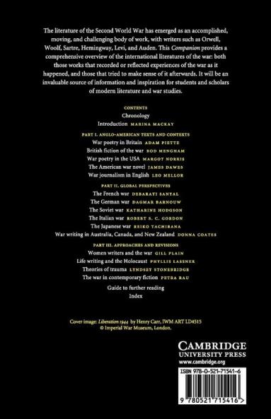 The Cambridge Companion to the Literature of World War             II