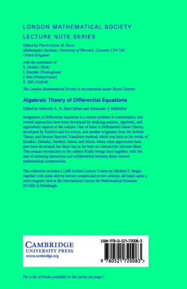 Algebraic Theory of Differential Equations