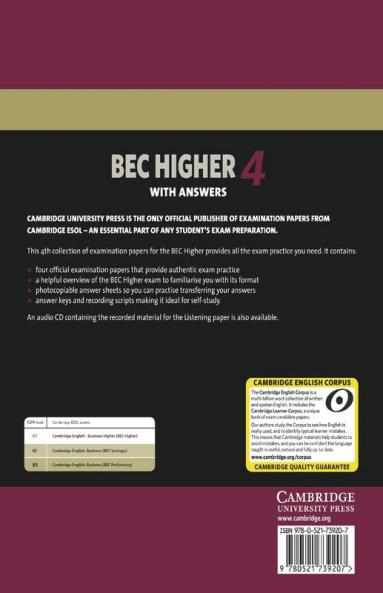 Cambridge BEC 4 Higher with Answers