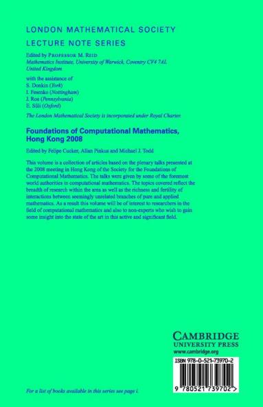 Foundations of Computational Mathematics Hong Kong 2008
