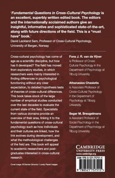 Fundamental Questions in Cross-Cultural Psychology