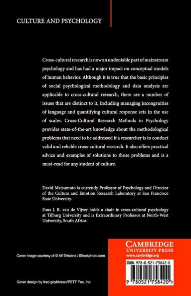 Cross-Cultural Research Methods in Psychology