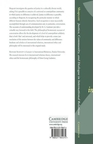 Justice Community and Dialogue in International Relations