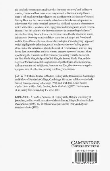War and Remembrance in the Twentieth Century