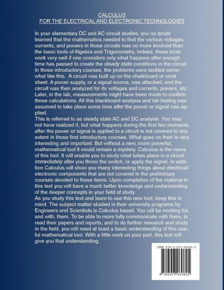 CALCULUS FOR THE ELECTRICAL AND ELECTRONIC TECHNOLOGIES