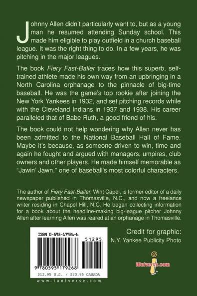 Fiery Fast-Baller: The Life of Johnny Allen World Series Pitcher