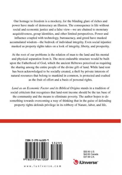 Land as an Economic Factor and Its Biblical Origins
