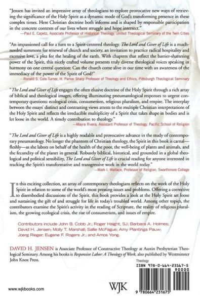 The Lord and Giver of Life: Perspectives on Constructive Pneumatology