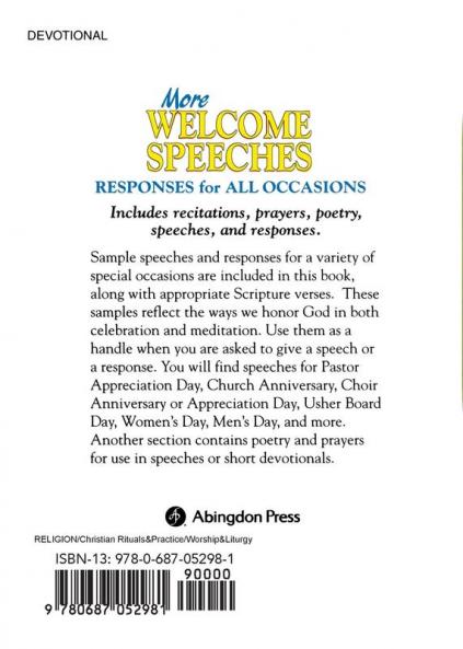 More Welcome Speeches