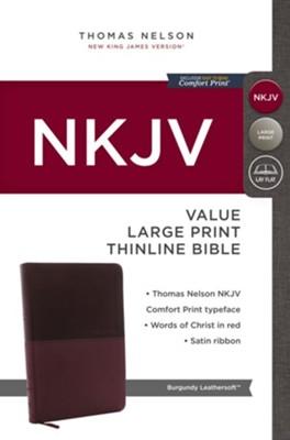 NKJV Value Thinline Bible Large Print Imitation Leather Burgundy Red Letter Edition