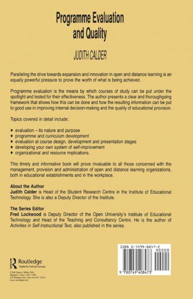Programme Evaluation and Quality