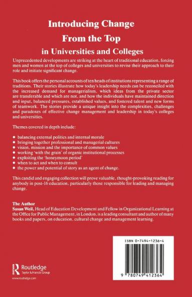 Introducing Change from the Top in Universities and Colleges