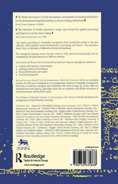 Accounting and Finance for the International Hospitality Industry