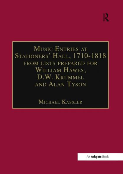 Music Entries at Stationers' Hall 1710-1818