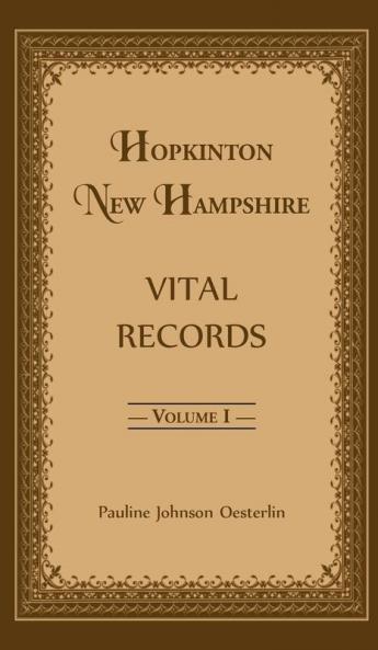 Hopkinton New Hampshire Vital Records Volume 1