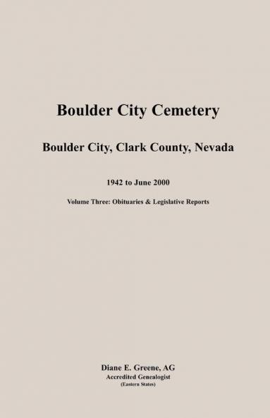 Boulder City Cemetery Volume 3