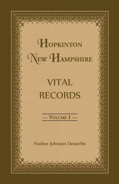 Hopkinton New Hampshire Vital Records Volume 1