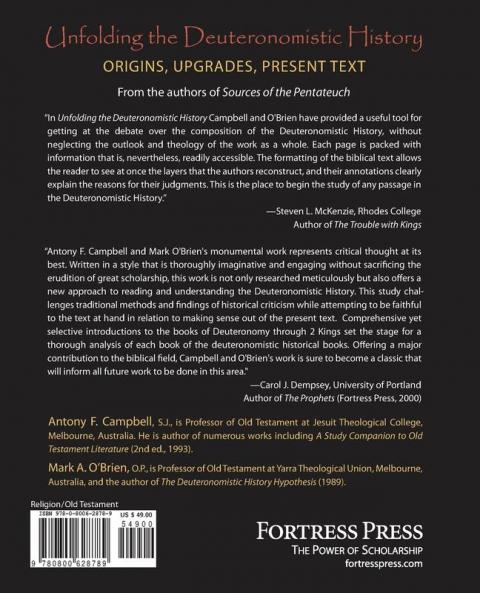 Unfolding the Deuteronomistic History: Origins Upgrades Present Text