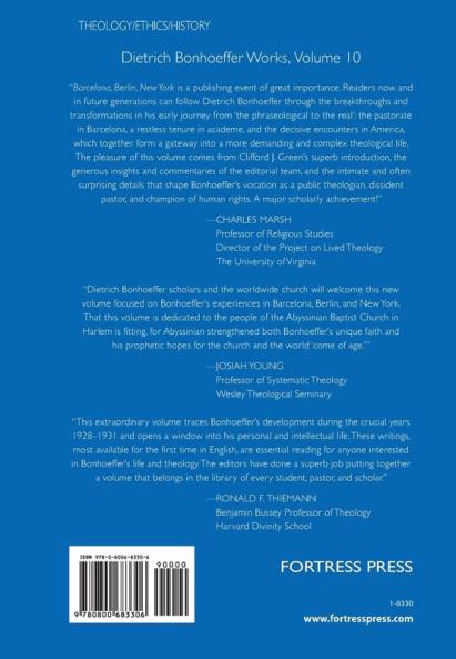 Barcelona Berlin New York: 1928-1931: 1928-1931: Dietrich Bonhoeffer Works Vol 10: v. 10