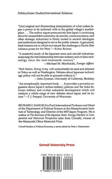 "Rich Nation Strong Army": National Security and the Technological Transformation of Japan (Cornell Studies in Political Economy)