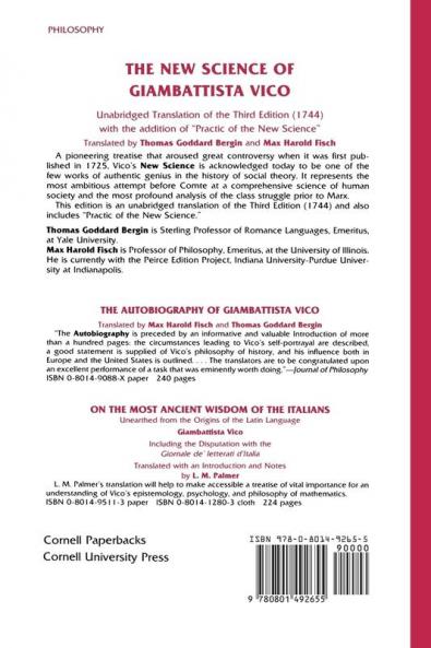 The New Science of Giambattista Vico: Unabridged Translation of the Third Edition (1744) with the addition of "Practic of the New Science" (Cornell Paperbacks)