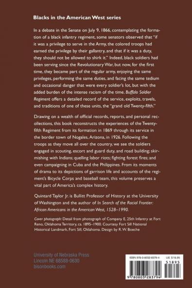 Buffalo Soldier Regiment: History of the Twenty-fifth United States Infantry 1869-1926 (Blacks in the American West Series)