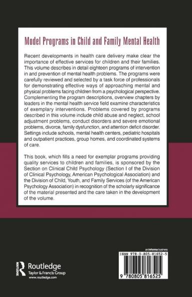 Model Programs in Child and Family Mental Health