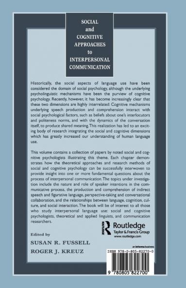 Social and Cognitive Approaches to Interpersonal Communication