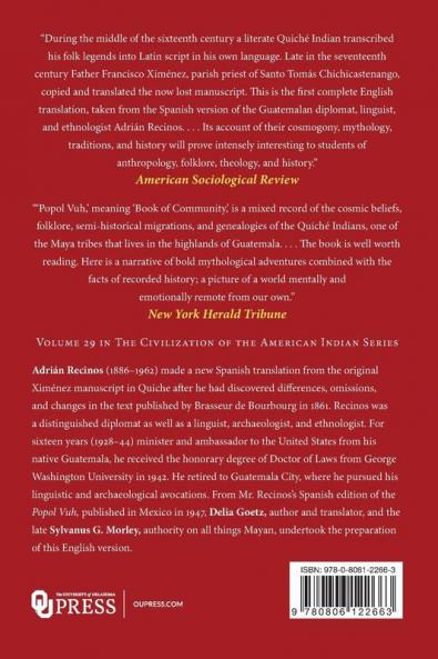 Popol Vuh: The Sacred Book of the Ancient Quiche Maya: 29 (Civilization of the American Indian Series)