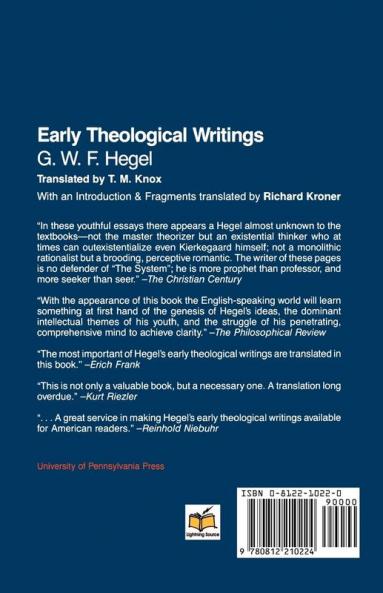 Early Theological Writings (Works in Continental Philosophy)