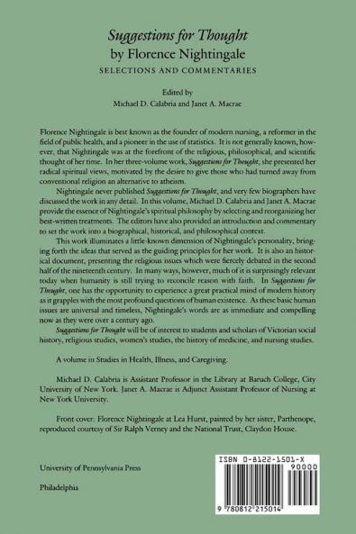 Suggestions for Thought by Florence Nightingale: Selections and Commentaries (Studies in Health Illness and Caregiving)