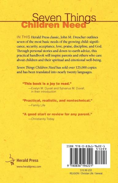 Seven Things Children Need: Significance Security Acceptance Love Praise Discipline and God