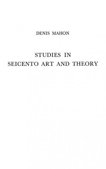 Studies in Seicento Art and Theory