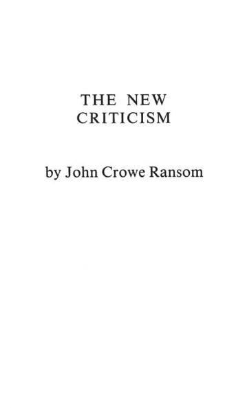 The New Criticism