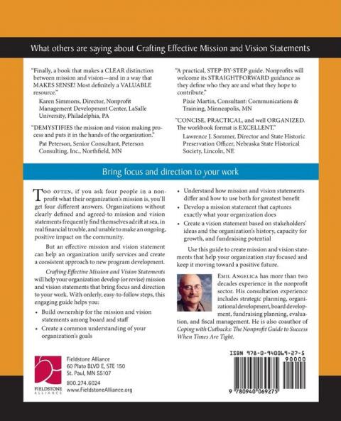 The Fieldstone Alliance Nonprofit Guide to Crafting Effective Mission and Vision Statements