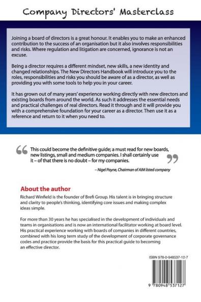 The New Directors Handbook: How to become more confident more effective more quickly (Company Directors Masterclass)