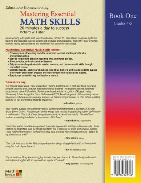 Mastering Essential Math Skills Book One Grades 4-5