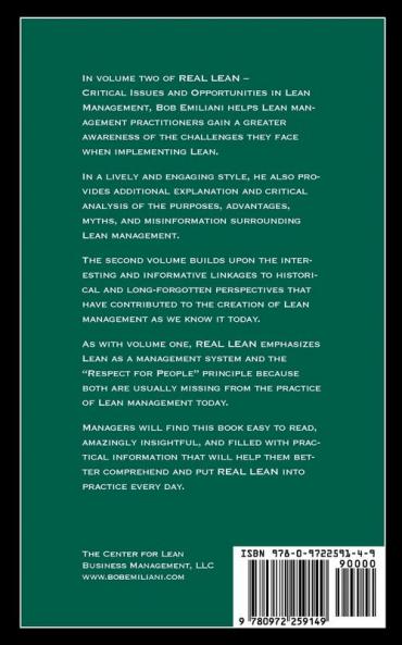Real Lean: Critical Issues and Opportunities in Lean Management (Volume Two): 2