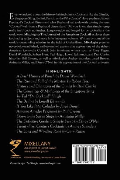 Mixologist: The Journal of the American Cocktail Volume 1