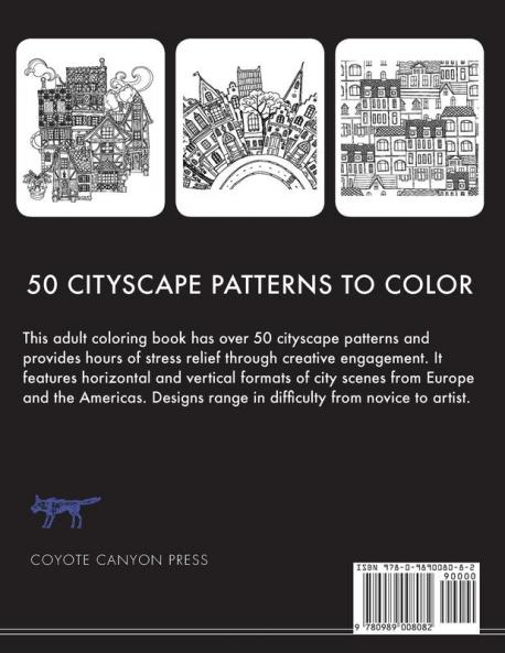 Adult Coloring Book: Stress Relieving Cityscape Designs