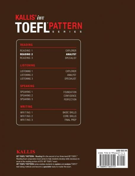 Kallis' TOEFL iBT Pattern Reading 2: Analyst (College Test Prep 2016 + Study Guide Book + Practice Test + Skill Building - TOEFL iBT 2016)