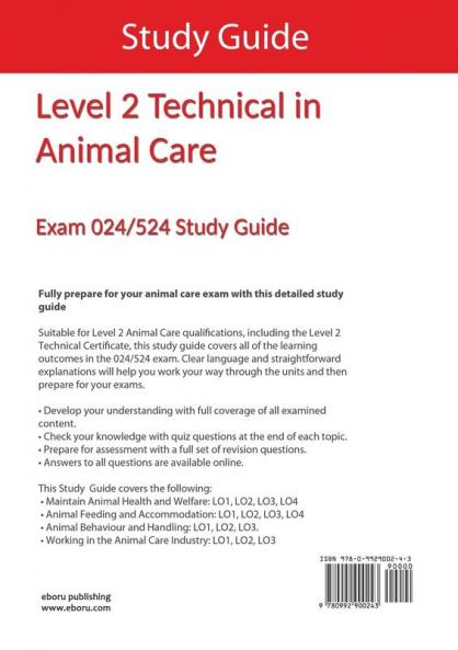 Level 2 Technical in Animal Care Exam 024/524 Study Guide