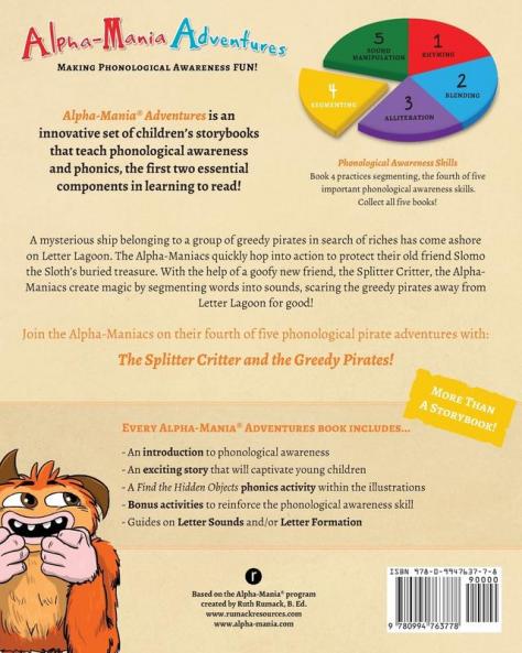 Alpha-Mania Adventures: The Splitter Critter and the Greedy Pirates: A Segmenting Book: 4