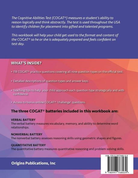 Practice Test for the CogAT Kindergarten Form 7  Level 5/6
