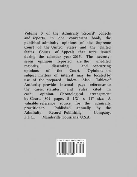 Admiralty Record® Volume 3 (2015)