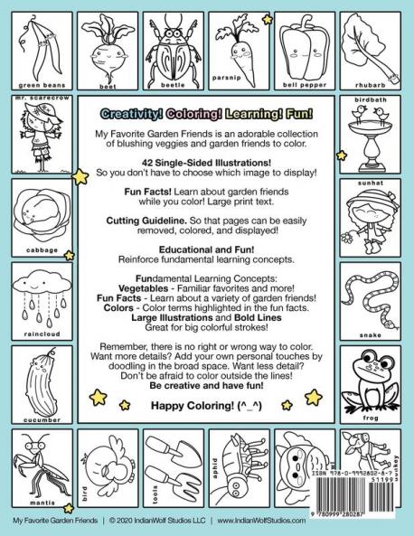 My Favorite Garden Friends: Coloring Book With Fun Facts