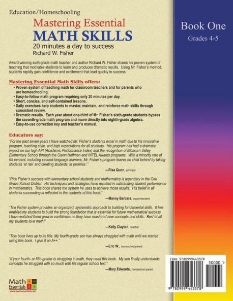 Mastering Essential Math Skills Book 1