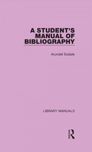 Student's Manual of Bibliography