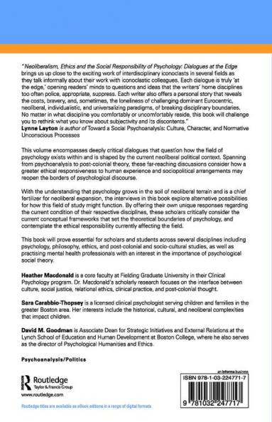 Neoliberalism Ethics and the Social Responsibility of Psychology